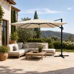 Parasol Ogrodowy Tarasowy Beżowy ROMA 3x3 z pokrowcem - obrazek 2