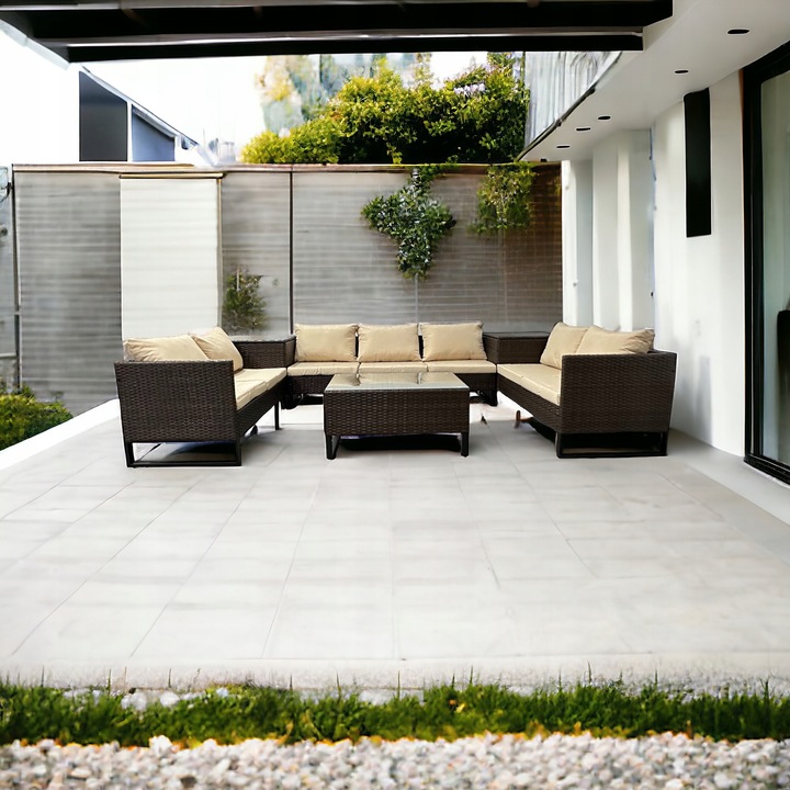 narożnik modułowy technorattan brązowy