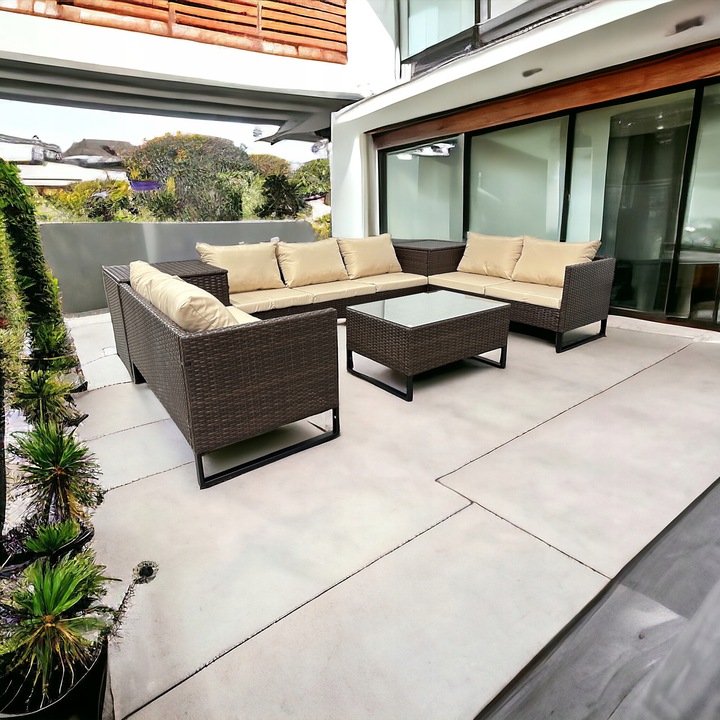 narożnik modułowy technorattan brązowy