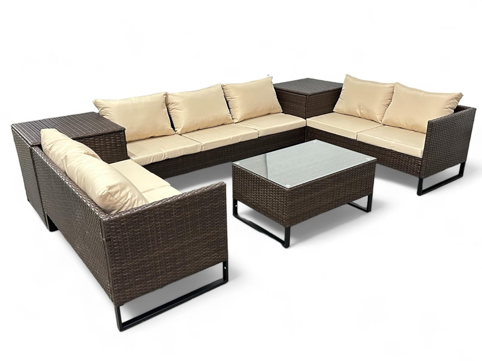 narożnik modułowy technorattan brązowy