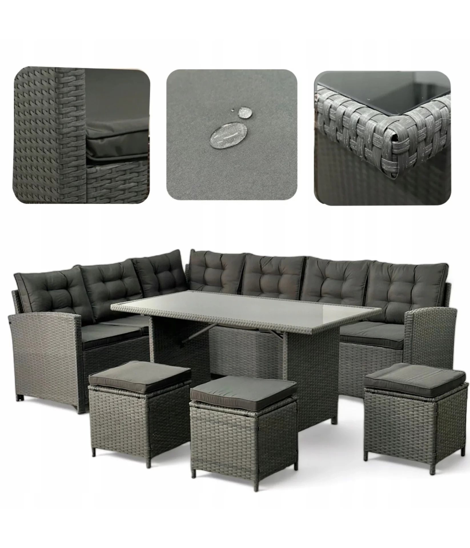 Narożnik ogrodowy technorattan antracytowy