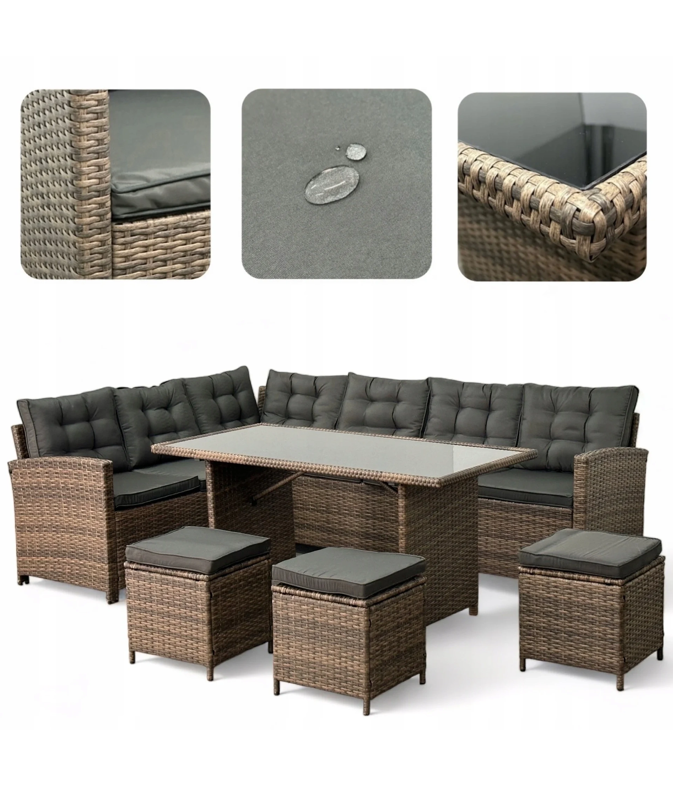 Narożnik ogrodowy technorattan brązowy