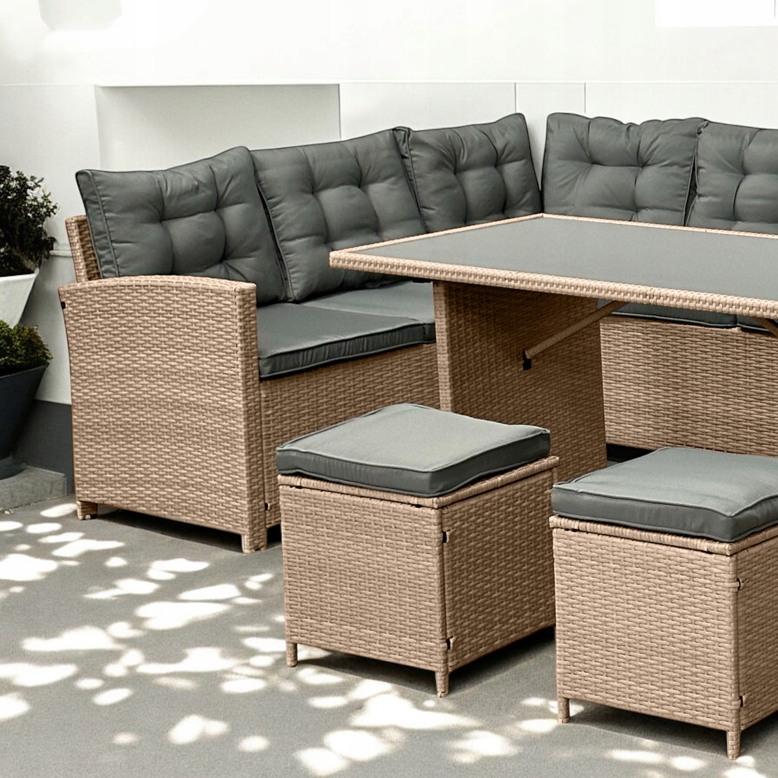 Narożnik ogrodowy technorattan naturalny