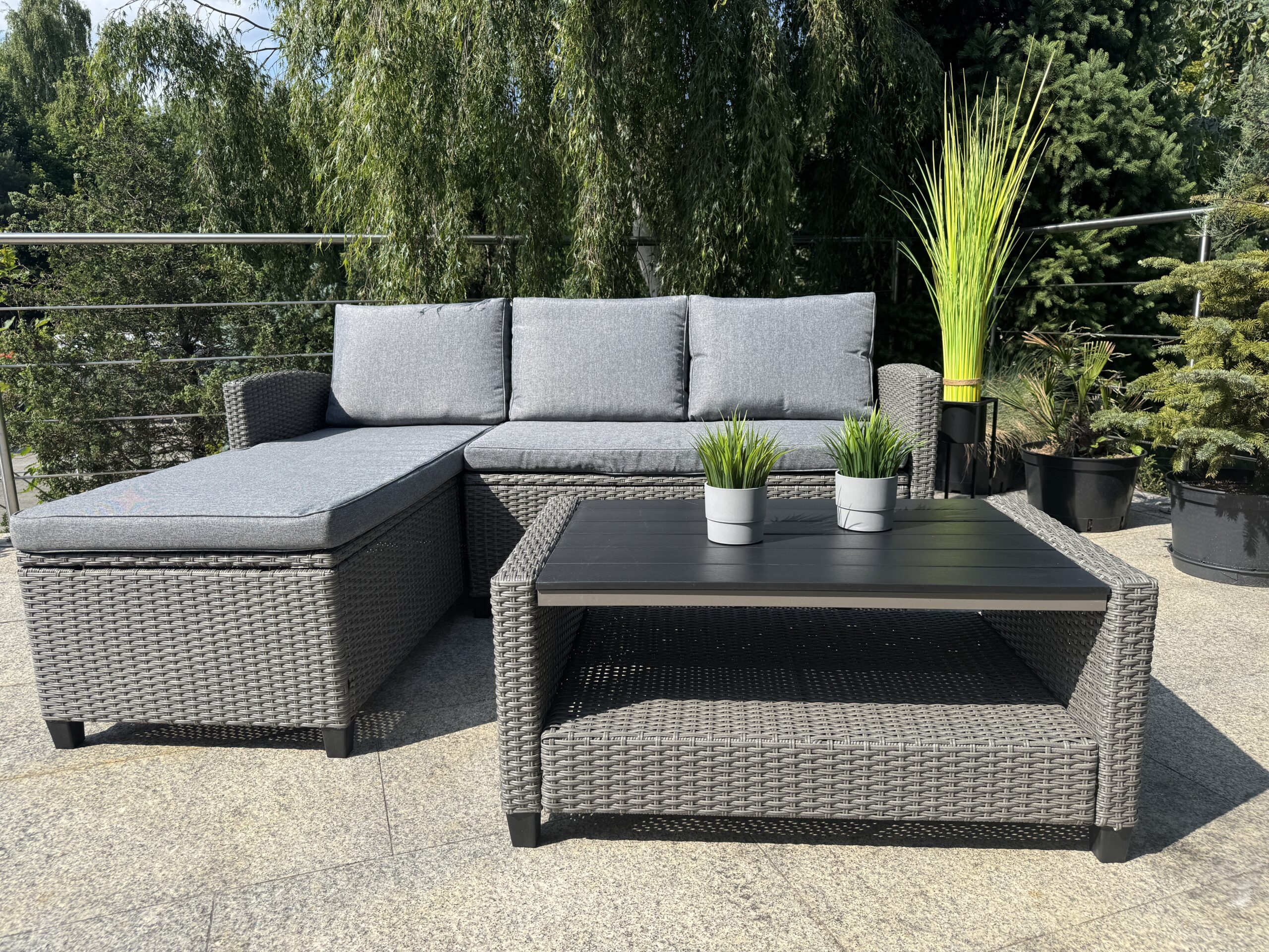 kompaktowy ogrodowy narożnik technorattanowy