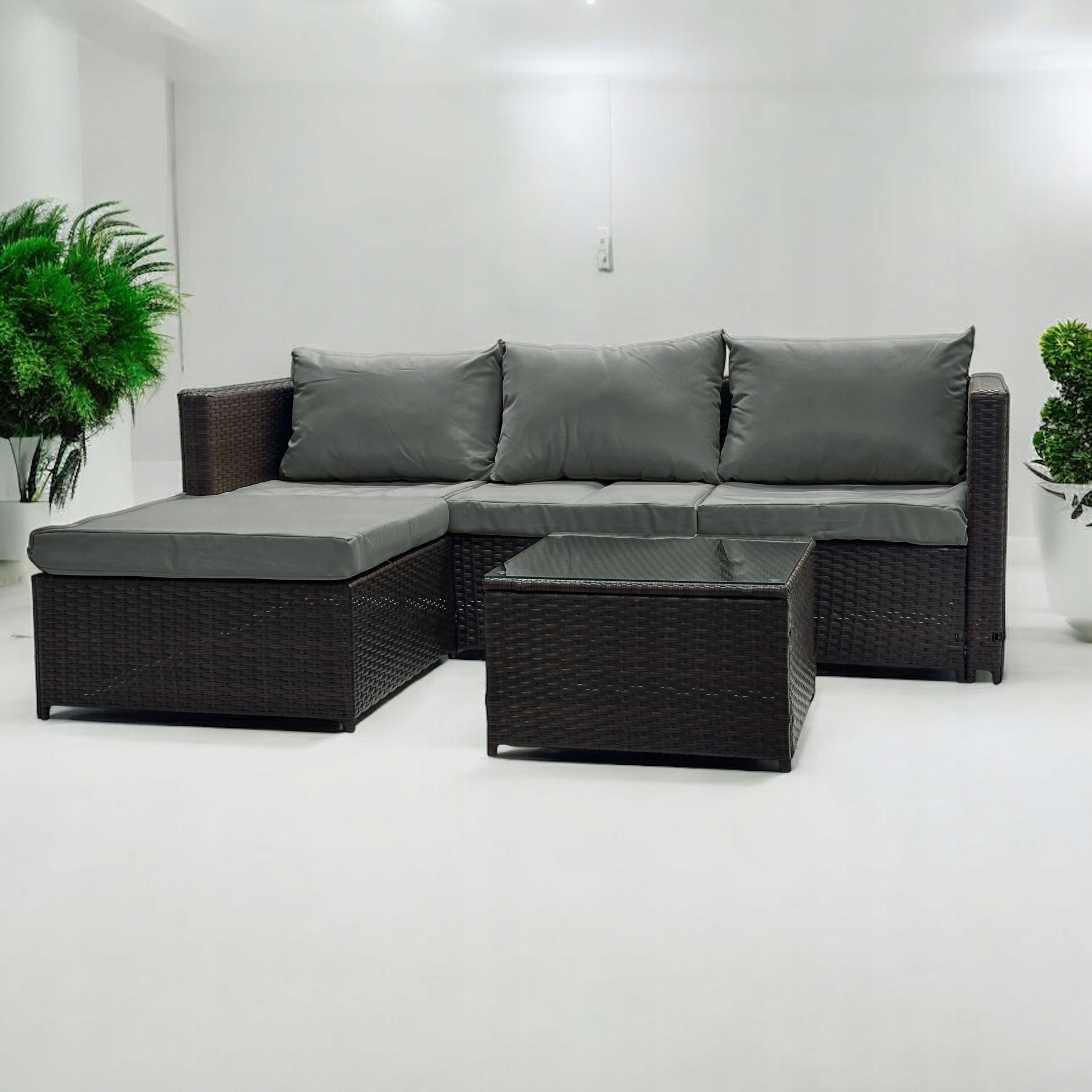 Modułowy narożnik technorattanowy kompaktowy