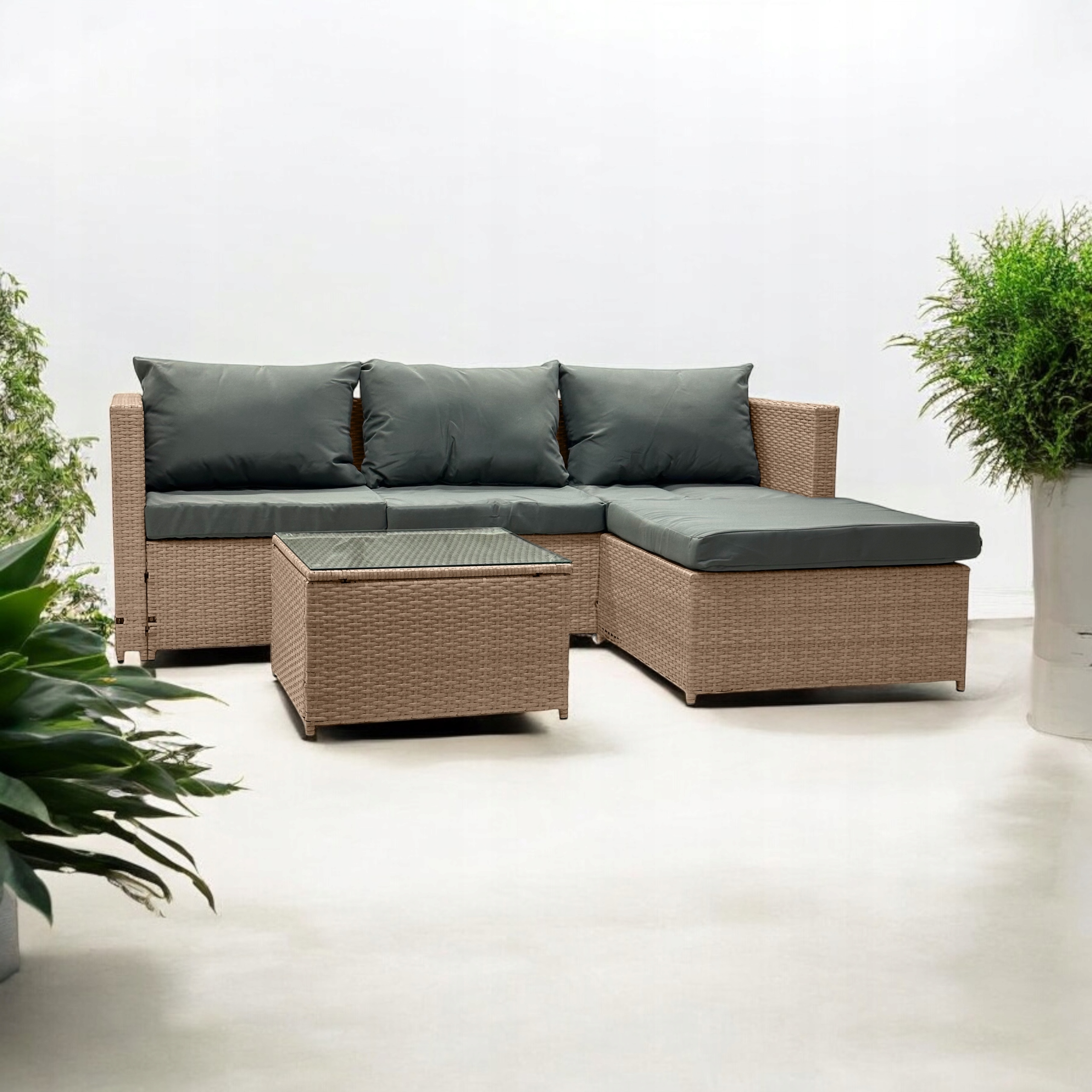 Narożnik modułowy kompaktowy technorattanowy