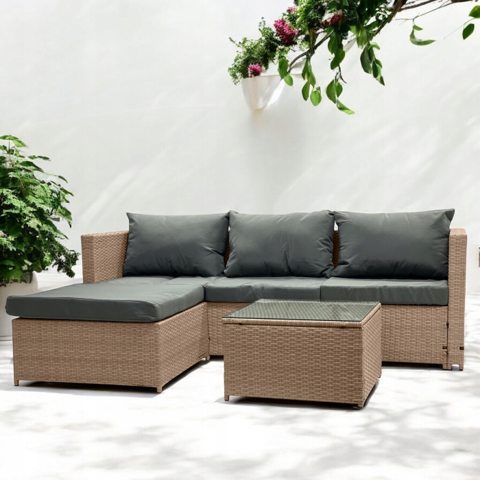 Narożnik modułowy kompaktowy technorattanowy Marocco Natural - obrazek 2