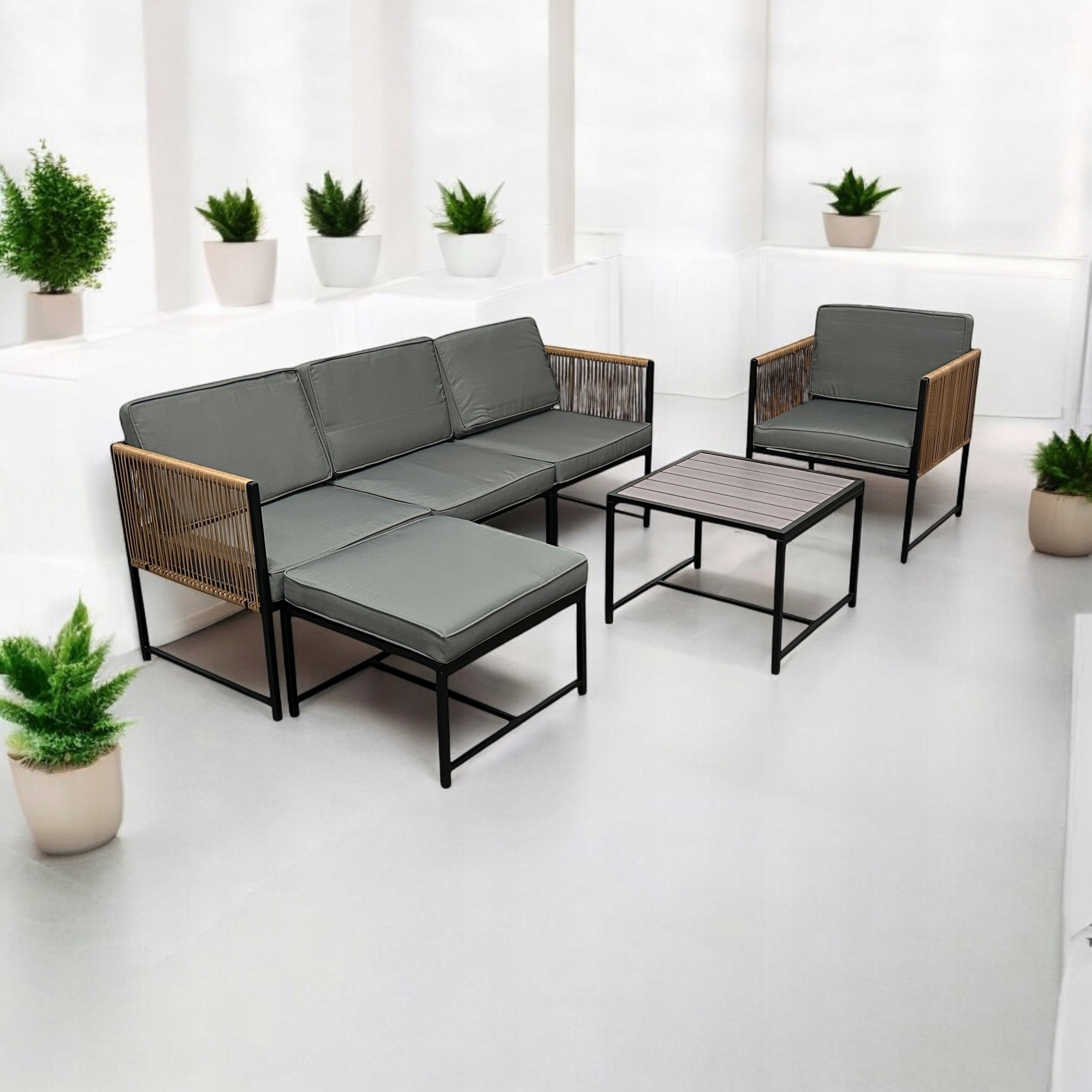 Sznurkowy technorattanowy modułowy zestaw