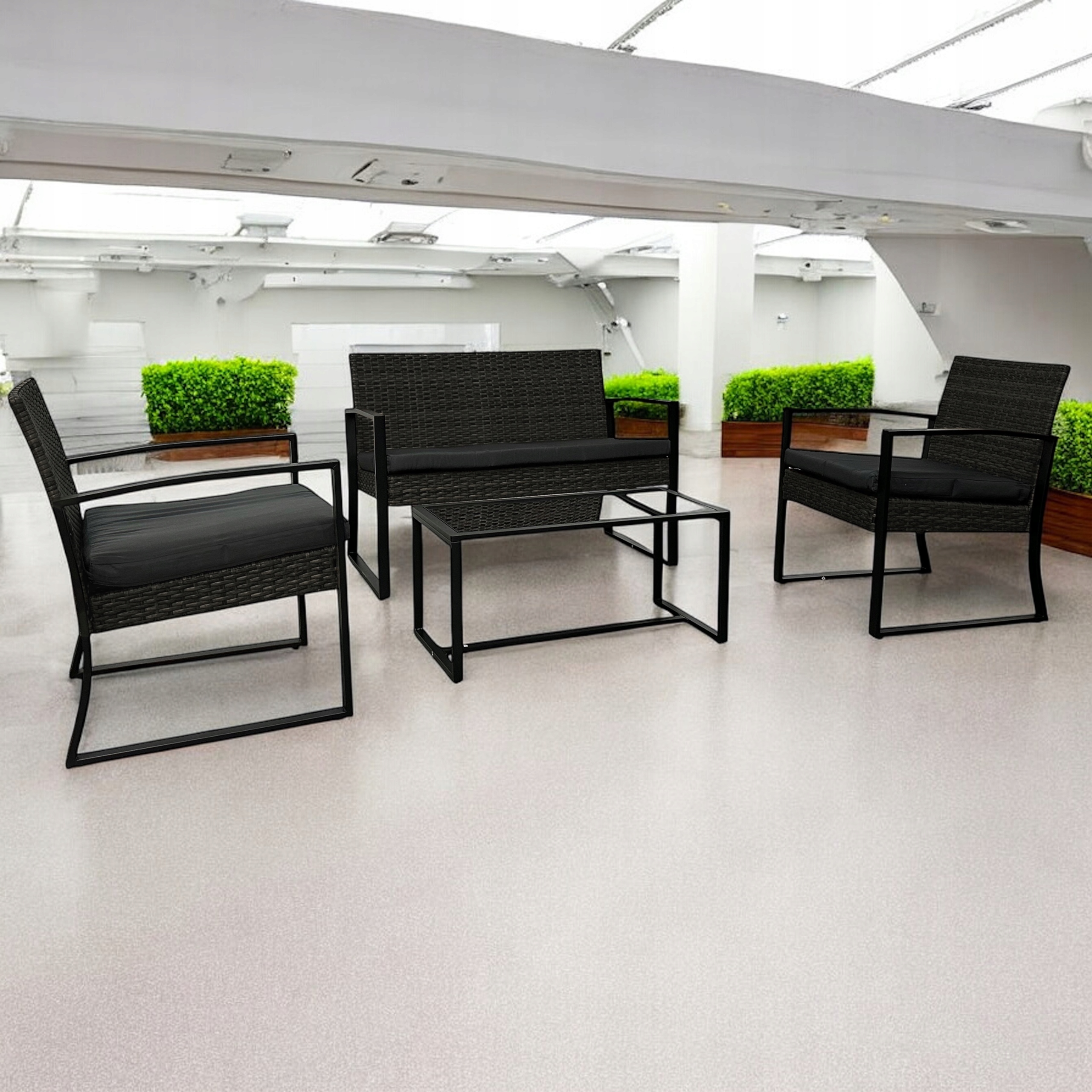 Meble ogrodowe technorattan czarny