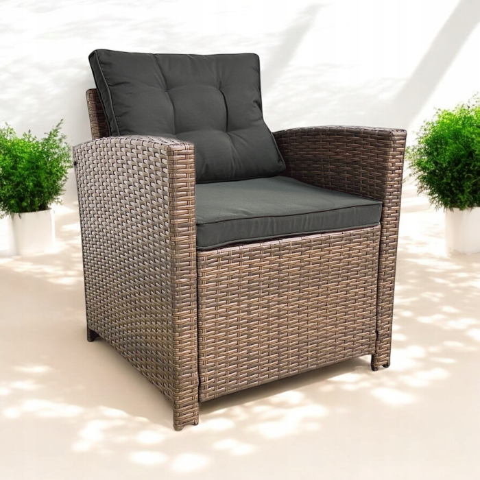 Technorattanowy komplet ogrodowych krzeseł Jasny Brąz - obrazek 2