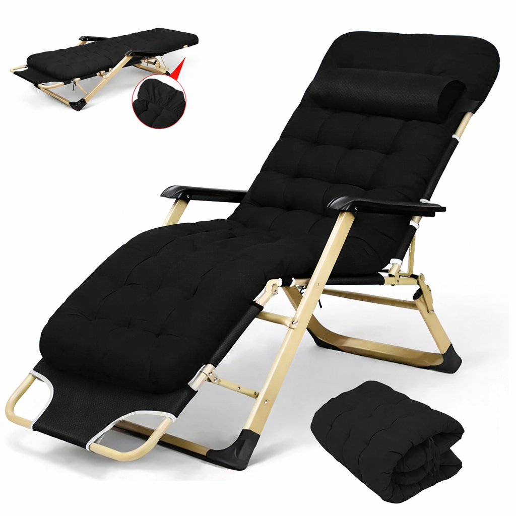 Rozkładany leżak ogrodowy czarny