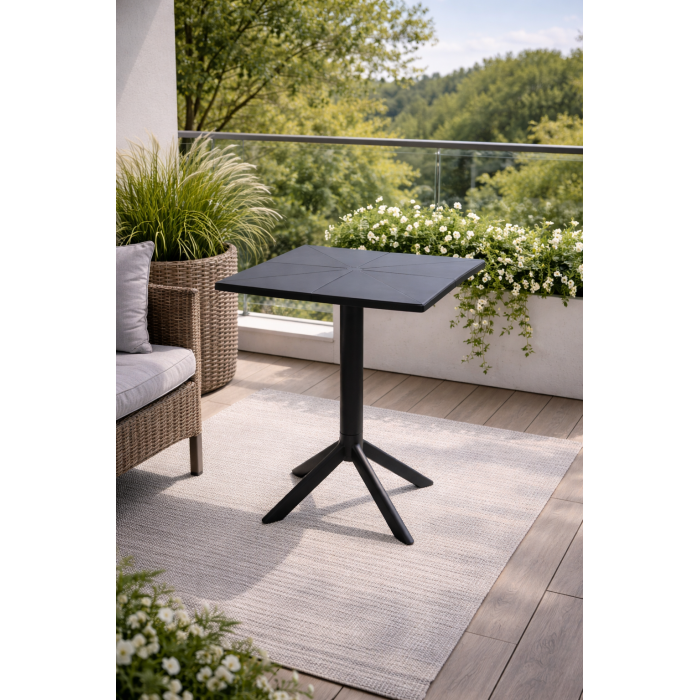 Stolik kwadratowy na balkon czarny 60 x 60 x 77,5 cm - obrazek 2