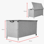Ogrodowa skrzynia z technorattanu 133x56x64 cm szara - obrazek 4