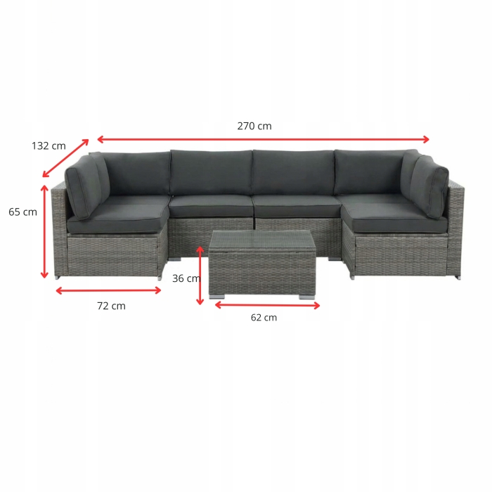 Zestaw modułowy z technorattanu szary - obrazek 4