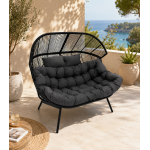 Fotel Dwuosobowy Technorattanowy Czarny Umbria - obrazek 2