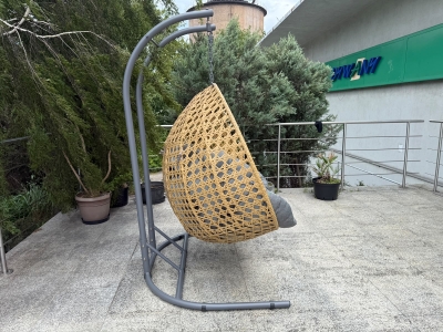 Kokon Dwuosobowy Fotel Wiszący Parma Technorattanowy Słomkowy - obrazek 4