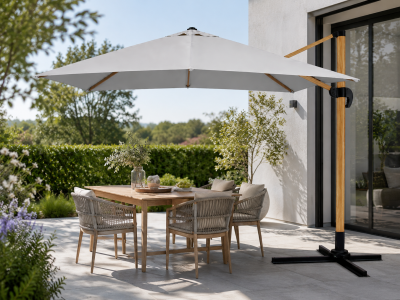 Parasol ogrodowy 3x3m Szary Roma "Efekt drewna" - obrazek 3