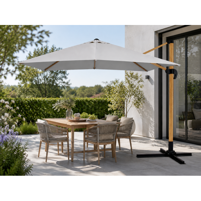 Parasol ogrodowy 3x3m Szary Roma "Efekt drewna" - obrazek 3