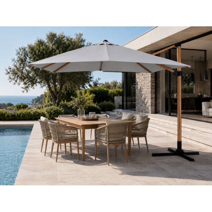 Parasol ogrodowy 3x3m Szary Roma "Efekt drewna" - obrazek 2