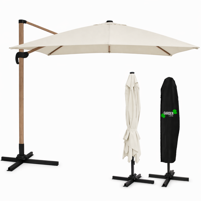Parasol ogrodowy 3x3m Beżowy Roma "Efekt drewna" - obrazek 4