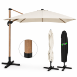 Parasol ogrodowy 3x3m Beżowy Roma "Efekt drewna" - obrazek 3