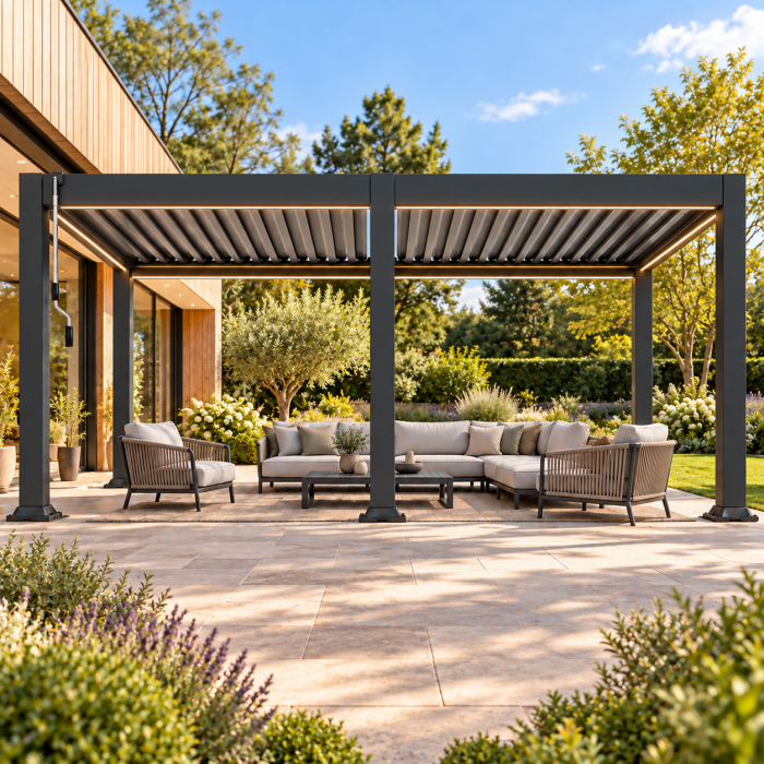 Pergola Bioklimatyczna Całoroczna LED Antracytowa 3x6m - obrazek 2