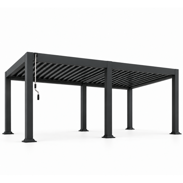 Nowoczesna pergola z żaluzjowym dachem Wolnostojąca Pergola Lamelowa Antracytowa 4x6m - obrazek 1