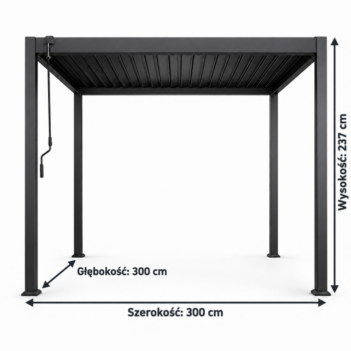 Pergola Aluminiowa Wolnostojąca Antracytowa 3x3m - obrazek 4