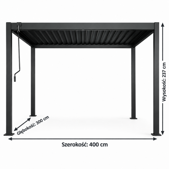 Pergola Bioklimatyczna Wolnostojąca Antracytowa 3x4m - obrazek 4