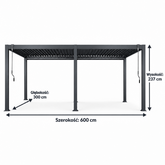 Wolnostojąca Pergola Bioklimatyczna Antracytowa 3x6m - obrazek 4