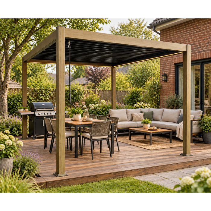 Wolnostojąca Pergola Drewnopodobna LED 3x3m - obrazek 2