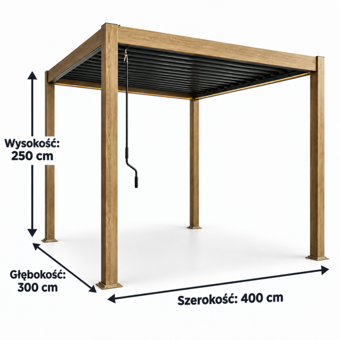 Drewnopodobna Pergola Aluminiowa LED 3x4m - obrazek 5