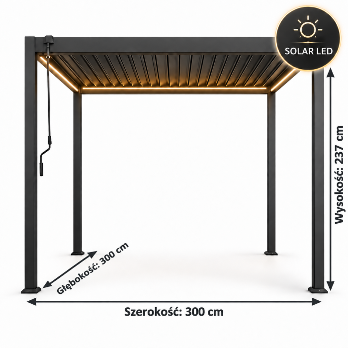 Pergola Bioklimatyczna LED Aluminiowa 3x3m - obrazek 5
