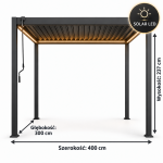 Całoroczna Pergola Bioklimatyczna LED Antracytowa 3x4m - obrazek 4