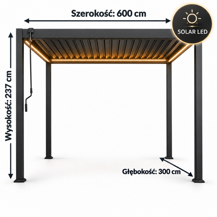Pergola LED Całoroczna Antracytowa 4x4m - obrazek 5