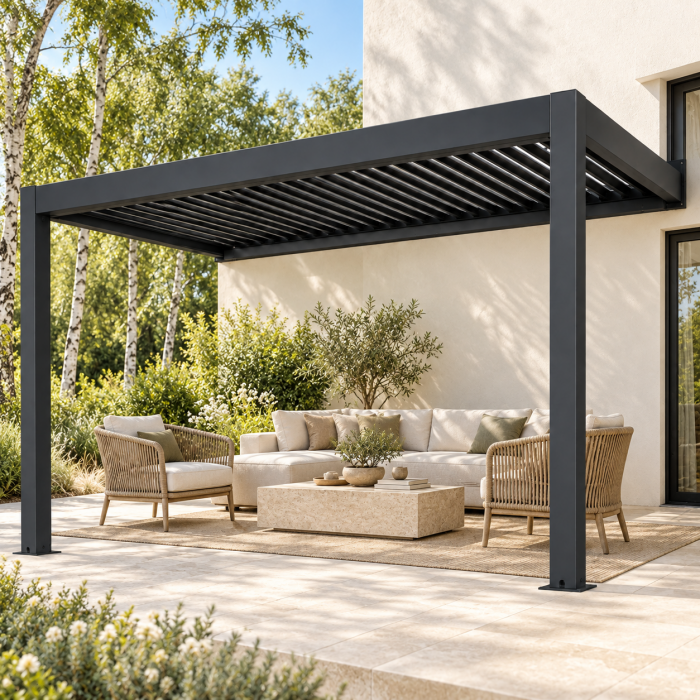 Pergola Przyścienna Aluminiowa Antracytowa 3x4m - obrazek 2