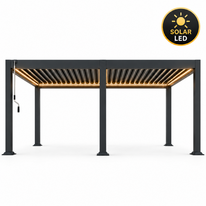 Aluminiowa Pergola Bioklimatyczna LED Antracytowa 4x6m - obrazek 5